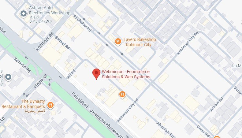 Webmicron office location in Kohinoor One Plaza, Faisalabad